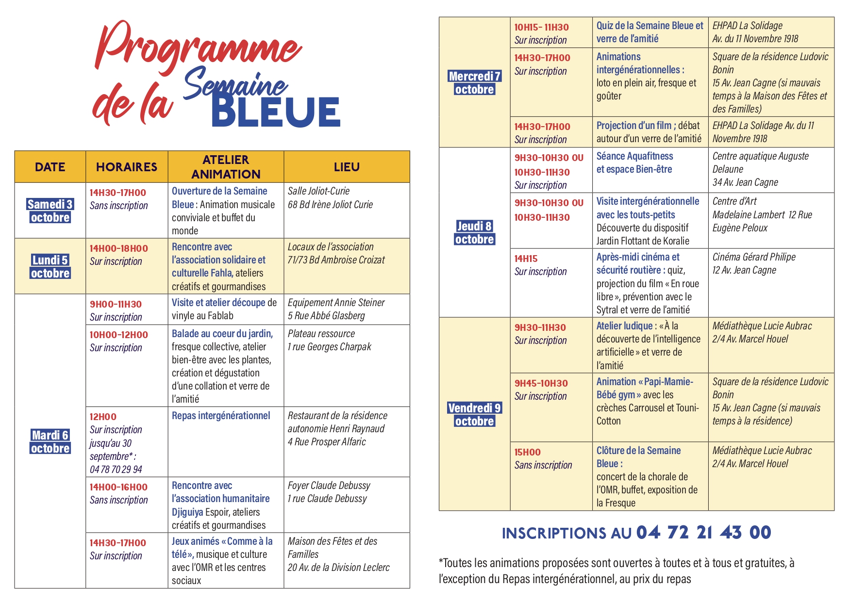 Semaine bleue 2026 programme page
